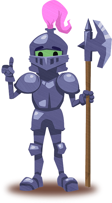 Character in suit of armor